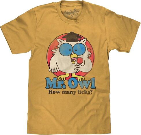 Tee Luv Men's Mr Owl How Many Licks Shirt - Vintage Tootsie Pop Graphic T-Shirt in Saudi Arabia