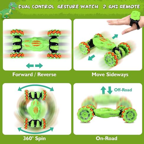 Gesture Sensing RC Stunt Car - Birthday for Boys, 6 7 8-12 13 14+ Year Old, 360 Rotating 4WD Twist Toys, Hand Controlled & Remote Control, with Light & Music in Saudi Arabia