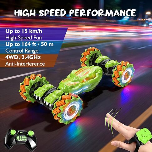 Gesture Sensing RC Stunt Car - Birthday for Boys, 6 7 8-12 13 14+ Year Old, 360 Rotating 4WD Twist Toys, Hand Controlled & Remote Control, with Light & Music in Saudi Arabia