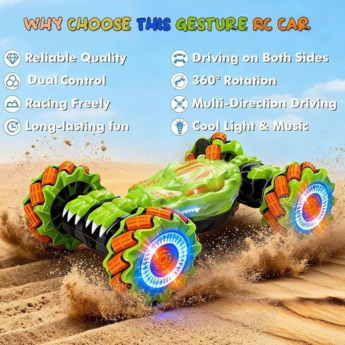 Gesture Sensing RC Stunt Car - Birthday for Boys, 6 7 8-12 13 14+ Year Old, 360 Rotating 4WD Twist Toys, Hand Controlled & Remote Control, with Light & Music in Saudi Arabia