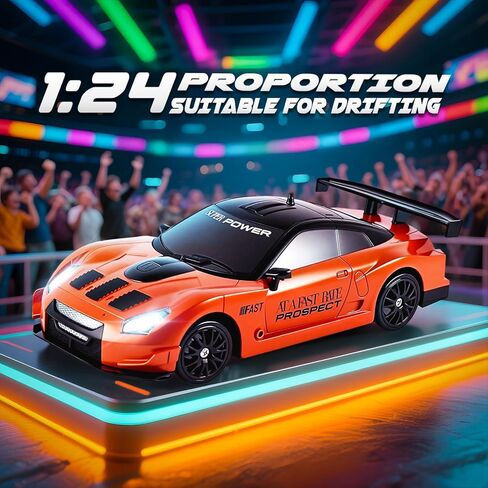 سيارة الانجراف SANCO 1:24 RC مع أضواء LED، سيارة تحكم عن بعد 2.4 جيجا هرتز، تتضمن بطاريتين ومجموعتين من الإطارات للسباق والانجراف، لعبة سباق هواية كهربائية للبالغين والأولاد والأطفال (أصفر) in Kuwait