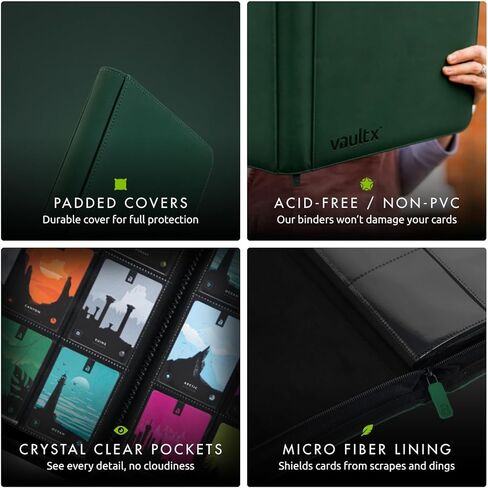 Vault X Premium Exo-Tec Zip Binder 9 جيوب، 20 صفحة مزدوجة الجوانب، 360 فتحة تحميل جانبية للوحة، أو تجميعها أو ألعاب بطاقات التداول، ألبوم مجلد الحماية in Kuwait