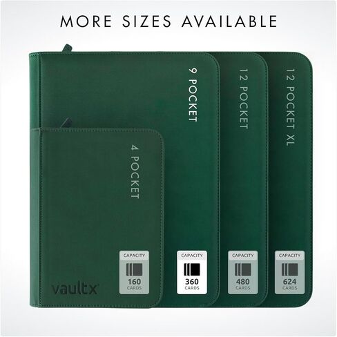 Vault X Premium Exo-Tec Zip Binder 9 جيوب، 20 صفحة مزدوجة الجوانب، 360 فتحة تحميل جانبية للوحة، أو تجميعها أو ألعاب بطاقات التداول، ألبوم مجلد الحماية in Kuwait