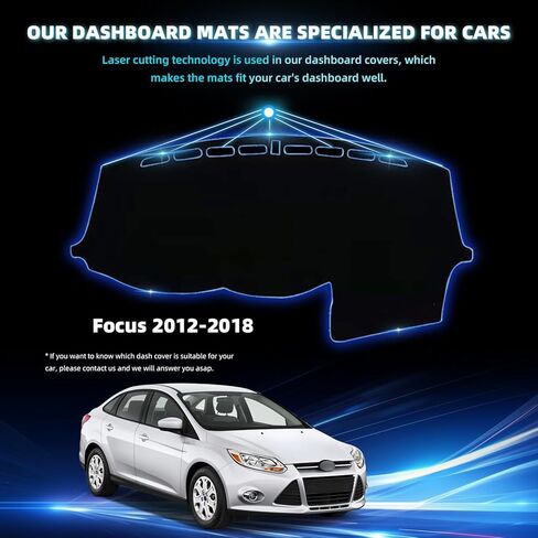 حصيرة غطاء لوحة القيادة لسيارة Ford Focus 2012 2013 2014 2015 2016 2017 2018 بوليستر مخصص مناسب 12-18 Fo-rd Focus Dash Cover (Focus 2012-2018، بدون مكبر صوت، أسود) in Kuwait