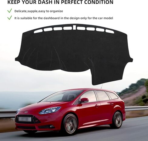 حصيرة غطاء لوحة القيادة لسيارة Ford Focus 2012 2013 2014 2015 2016 2017 2018 بوليستر مخصص مناسب 12-18 Fo-rd Focus Dash Cover (Focus 2012-2018، بدون مكبر صوت، أسود) in Kuwait