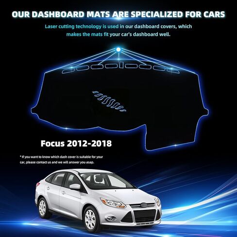 حصيرة غطاء لوحة القيادة لسيارة Ford Focus 2012 2013 2014 2015 2016 2017 2018 بوليستر مخصص مناسب 12-18 Fo-rd Focus Dash Cover (Focus 2012-2018، بدون مكبر صوت، أسود) in Kuwait