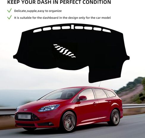 حصيرة غطاء لوحة القيادة لسيارة Ford Focus 2012 2013 2014 2015 2016 2017 2018 بوليستر مخصص مناسب 12-18 Fo-rd Focus Dash Cover (Focus 2012-2018، بدون مكبر صوت، أسود) in Kuwait