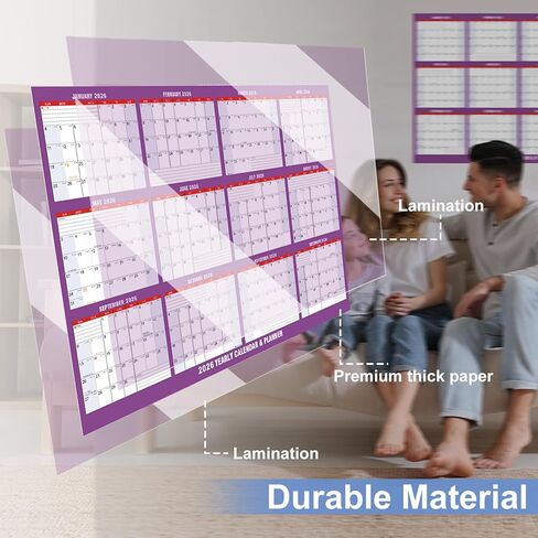 Wall Calendar 2026-32" x 48" Dry Erase Calendar for Wall, 12 Monthly Calendar From Jan to Dec, Reversible, Double Laminated 2026 wall Calendar, Extra Large Wall Calendar for Home Kitchen Office in Saudi Arabia