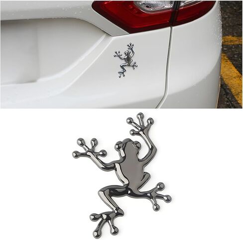 3D Metal Chrome Frog Shape Car Emblem, Highly Distinctive car Decals, Car Decal Sticker Side Rear Trunk Decoration Accessories, Unisex Frog Auto Parts in Saudi Arabia