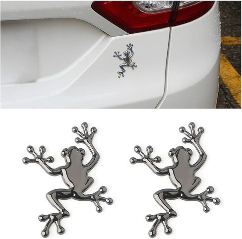 3D Metal Chrome Frog Shape Car Emblem, Highly Distinctive car Decals, Car Decal Sticker Side Rear Trunk Decoration Accessories, Unisex Frog Auto Parts in Saudi Arabia