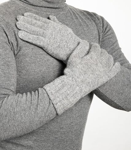 Embouro 100% Cashmere Men's Gloves, Knitted Ultra Soft Pure Cashmere Gloves with Ribbed Cuffed in Saudi Arabia