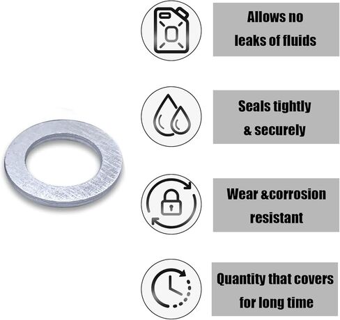 ijuicy 20 PCS Oil Drain Plug Gaskets, M14 Aluminum Oil Drain Plug Crush Washer, Precise Fit Crush Seals Replacement 94109-14000, Compatible with Select Models (Silver) in Saudi Arabia