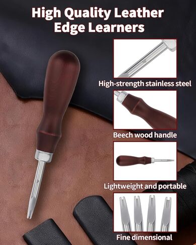 4 PCS Leather Edge Bevelers - Leather Beveler Tool for Edge Finishing and DIY Leathercraft, Leather Edge Beveler Tool Gift for Leather Artisans, DIY Enthusiasts (0.8mm,1mm,1.5mm, 2mm) in Kuwait