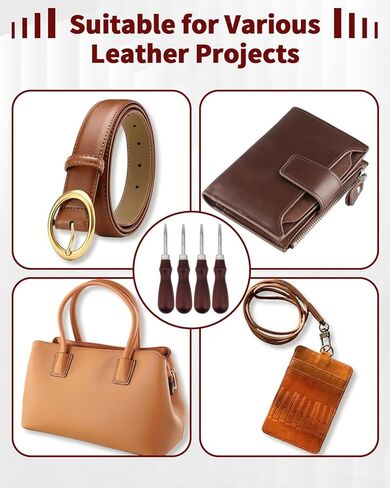 4 PCS Leather Edge Bevelers - Leather Beveler Tool for Edge Finishing and DIY Leathercraft, Leather Edge Beveler Tool Gift for Leather Artisans, DIY Enthusiasts (0.8mm,1mm,1.5mm, 2mm) in Kuwait