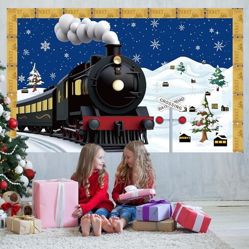 Tenceur 64 Pcs Christmas Train Bulletin Board Decorations Set North Pole DIY Photo Crafts Train Cutouts for School Classroom Wall Window Door Decor Supplies Favors in Saudi Arabia
