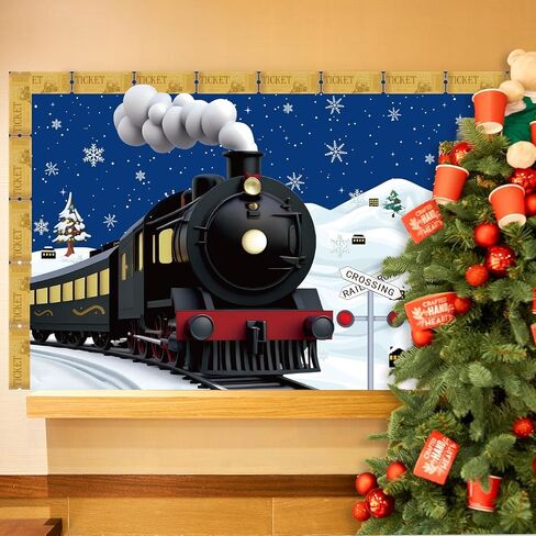 Tenceur 64 Pcs Christmas Train Bulletin Board Decorations Set North Pole DIY Photo Crafts Train Cutouts for School Classroom Wall Window Door Decor Supplies Favors in Saudi Arabia