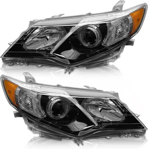 AS Headlights Assembly Compatible with 2005 2006 05 06 Toyota Camry Headlamp with Chrome Housing Amber Reflector Driver and Passenger Side (NOT FIT Solara Models) in Kuwait
