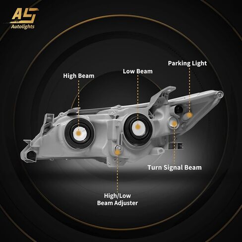 AS Headlights Assembly Compatible with 2005 2006 05 06 Toyota Camry Headlamp with Chrome Housing Amber Reflector Driver and Passenger Side (NOT FIT Solara Models) in Kuwait