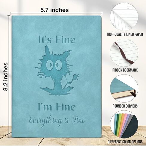 Funny Office Notebook It's Fine I'm Fine Everything Is Fine Journal Gifts for Coworker Colleague Friend-Blue in Saudi Arabia