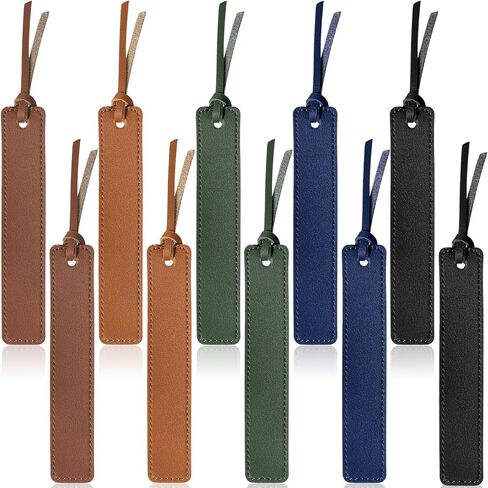 10 Pieces Leather Bookmarks Handmade Genuine Leather Page Markers Personalized Leather Bookmarks for Book Reading Bookworm Book Lovers Readers Writers Accessories (Brown) in Saudi Arabia