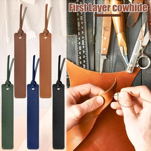 10 Pieces Leather Bookmarks Handmade Genuine Leather Page Markers Personalized Leather Bookmarks for Book Reading Bookworm Book Lovers Readers Writers Accessories (Brown) in Saudi Arabia