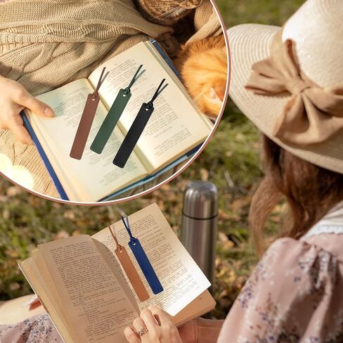 10 Pieces Leather Bookmarks Handmade Genuine Leather Page Markers Personalized Leather Bookmarks for Book Reading Bookworm Book Lovers Readers Writers Accessories (Brown) in Saudi Arabia