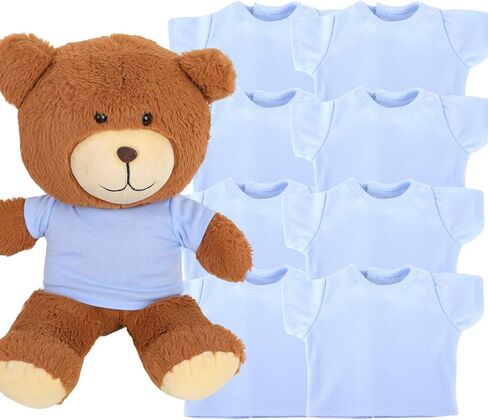 8 - Pack Light Blue Blank T - Shirts for 17 - 18 Inch Bears | Thick DIY Stuffed Animal Canvas Clothes (Blue) in Saudi Arabia