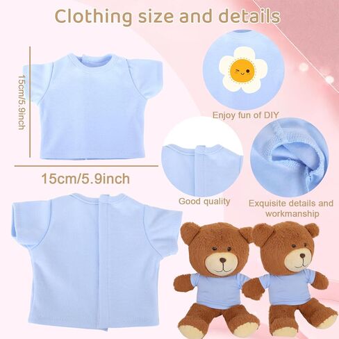 8 - Pack Light Blue Blank T - Shirts for 17 - 18 Inch Bears | Thick DIY Stuffed Animal Canvas Clothes (Blue) in Saudi Arabia