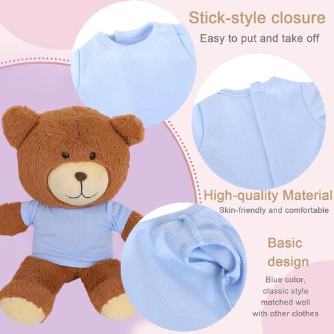 8 - Pack Light Blue Blank T - Shirts for 17 - 18 Inch Bears | Thick DIY Stuffed Animal Canvas Clothes (Blue) in Saudi Arabia