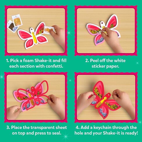 نشاط الفن والحرف من Skillmatics - مجموعة Shake-its، DIY Glitter Craft Kit مع سلاسل المفاتيح، ألعاب السفر الممتعة والإبداعية، هدايا الحفلات وهدايا عيد الميلاد للفتيات والفتيان الذين تتراوح أعمارهم بين 4، 5، 6، 7، 8، 9 in Saudi Arabia