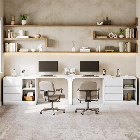 LITTLE TREE 70-Inch Computer Desk with Drawers, Movable L Shaped Desk with Storage,for Home Office, Gaming, Interchangeable Left and Right (White) in Saudi Arabia