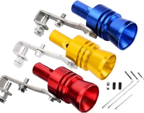 3Pcs Turbo Exhaust Whistle XL Size Aluminum Alloy Universal Aluminum Turbo Sound Exhaust Muffler Pipe Whistle Car Roar Maker for New Car or Upgrade Old Car (Red+Gold+Blue) in Saudi Arabia