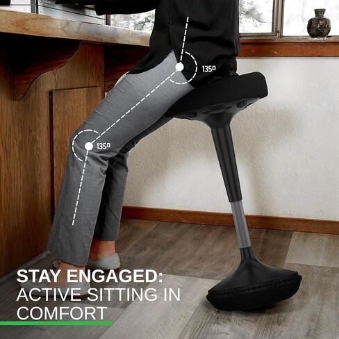 Uncaged Ergonomics Wobble Stool – Height Adjustable (23–33") Ergonomic Standing Desk Chair, Flexible Seating for Office, Classroom, and Active Sitting - Black in Saudi Arabia