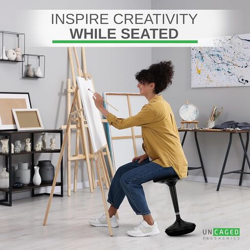 Uncaged Ergonomics Wobble Stool – Height Adjustable (23–33") Ergonomic Standing Desk Chair, Flexible Seating for Office, Classroom, and Active Sitting - Black in Saudi Arabia