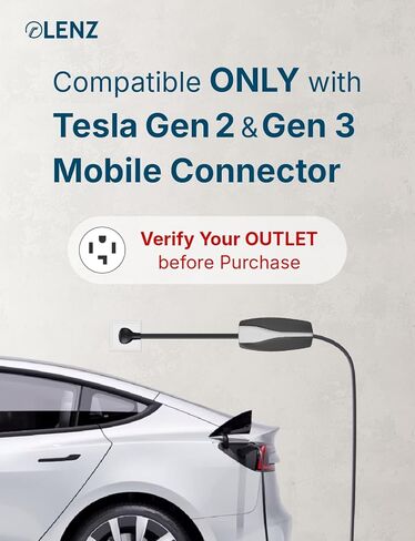 NEMA 10-30 Adapter for Tesla Gen 2 Mobile Portable Charger, Connect Tesla Mobile Charger to NEMA 10-30 240V Outlet at 24 Amp (10-30 Length 15.5") in Kuwait