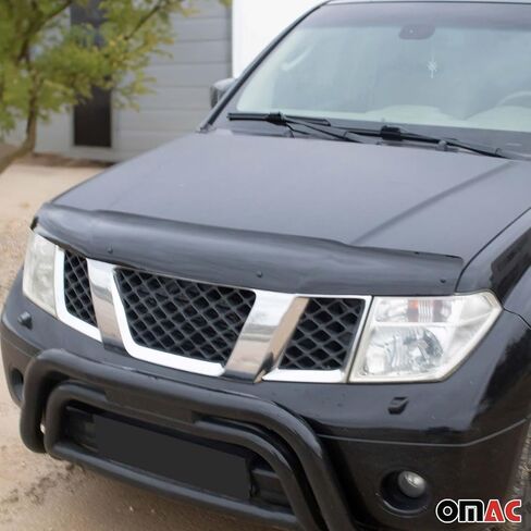OMAC Front Bug Shield غطاء محرك السيارة منحرف الحرس لنيسان فرونتير 2005-2021 دخان أسود in Saudi Arabia