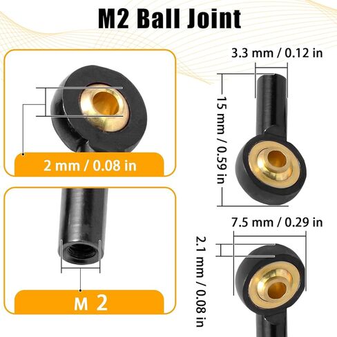10PCS M2 Tie Rod End Ball Joint Aluminum Ball Head Holder 2mm Steering Linkage Head Joint 15mm Upgrade Parts Compatible with HSP Tamiya Mini 4WD RC Car Truck Crawler/Boat/Airplane Models in Saudi Arabia