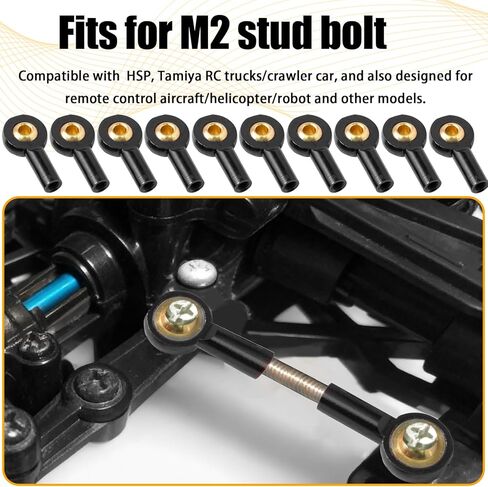 10PCS M2 Tie Rod End Ball Joint Aluminum Ball Head Holder 2mm Steering Linkage Head Joint 15mm Upgrade Parts Compatible with HSP Tamiya Mini 4WD RC Car Truck Crawler/Boat/Airplane Models in Saudi Arabia
