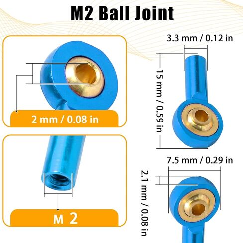 10PCS M2 Tie Rod End Ball Joint Aluminum Ball Head Holder 2mm Steering Linkage Head Joint 15mm Upgrade Parts Compatible with HSP Tamiya Mini 4WD RC Car Truck Crawler/Boat/Airplane Models in Saudi Arabia