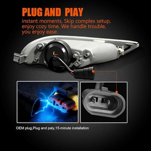 LED Fog Light Assembly with DRL Turn Signal, High Brightness Clear Front Lights Kit Vehicle Specific Fit for 2002-2004 Toyota Camry 2005-2008 Corolla 2002-2003 Solara DOT Approved in Saudi Arabia