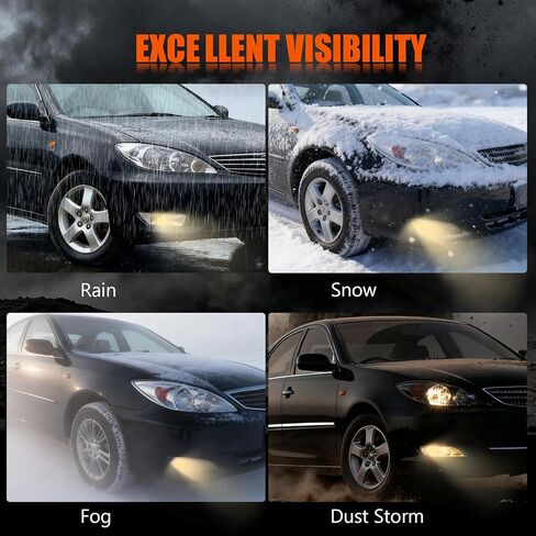 LED Fog Light Assembly with DRL Turn Signal, High Brightness Clear Front Lights Kit Vehicle Specific Fit for 2002-2004 Toyota Camry 2005-2008 Corolla 2002-2003 Solara DOT Approved in Saudi Arabia