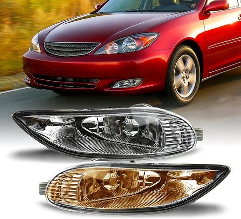 LED Fog Light Assembly with DRL Turn Signal, High Brightness Clear Front Lights Kit Vehicle Specific Fit for 2002-2004 Toyota Camry 2005-2008 Corolla 2002-2003 Solara DOT Approved in Saudi Arabia