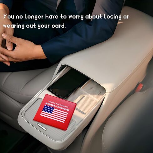 2 PCS Car Registration Insurance Holder, Glove Box Paperwork Wallet Driver License Organizer, Auto Comparment Accessories Case Insurance Card Holder for Essential Document (Red, Flag) in Kuwait