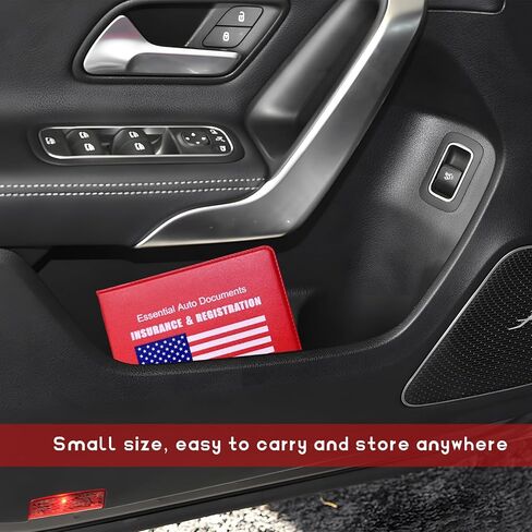 2 PCS Car Registration Insurance Holder, Glove Box Paperwork Wallet Driver License Organizer, Auto Comparment Accessories Case Insurance Card Holder for Essential Document (Red, Flag) in Kuwait