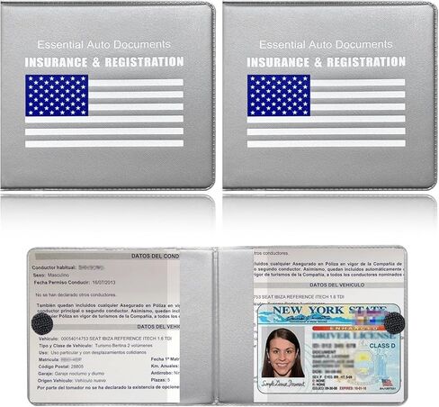 2 PCS Car Registration Insurance Holder, Glove Box Paperwork Wallet Driver License Organizer, Auto Comparment Accessories Case Insurance Card Holder for Essential Document (Red, Flag) in Kuwait