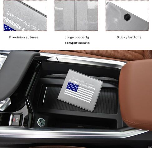 2 PCS Car Registration Insurance Holder, Glove Box Paperwork Wallet Driver License Organizer, Auto Comparment Accessories Case Insurance Card Holder for Essential Document (Red, Flag) in Kuwait