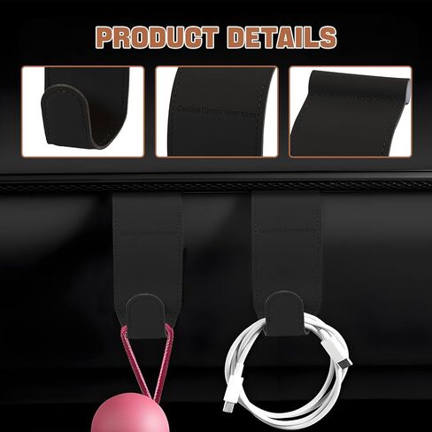 Hovom 2PCS Car Co-Pilot Glovebox Hooks, Anti-Scratch Auto Co-Pilot Glove Box Hanger Organizer, Vehicle Passenger Seat Hanging Storage Hook for Handbag Purse Umbrella, Car Accessories (Black) in Saudi Arabia