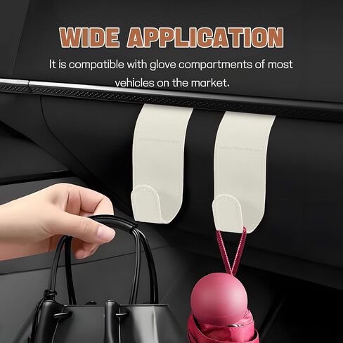 Hovom 2PCS Car Co-Pilot Glovebox Hooks، منظم شماعات صندوق قفازات مساعد الطيار الآلي المضاد للخدش، خطاف تخزين معلق لمقعد ركاب السيارة لمظلة حقيبة اليد، ملحقات السيارة (أسود) in Kuwait