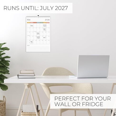 تقويم حائط جميل 2026 - يمتد من يناير 2026 حتى يوليو 2027 - تقويم حائط مكتبي كبير مقاس 15 × 10 بوصة لسهولة التنظيم in Kuwait