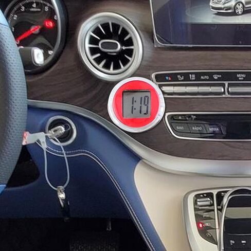Motorcycle Handlebar Mount Clock Car Mini Electronic Clock Scooter Dashboard Watch- Red in Kuwait